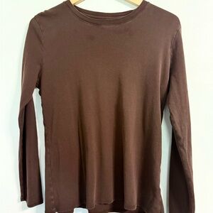 Merona Deep Chocolate Brown Long Sleeve Cotton Tee | XL | Fall Layering Basic